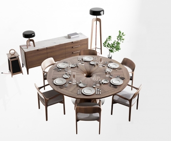 新中式圆形餐桌椅组合-ID:221220974