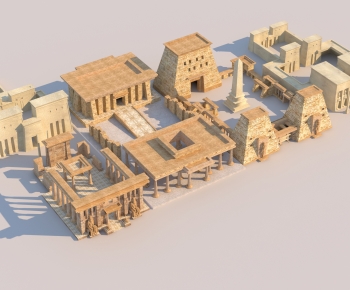 埃及古神庙古建筑鸟瞰-ID:711050993