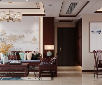 New Chinese Style A Living Room-ID:378839026
