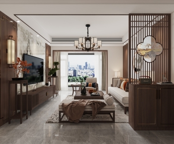 New Chinese Style A Living Room-ID:732294081
