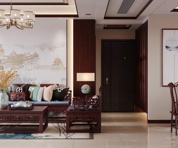 New Chinese Style A Living Room-ID:871376995
