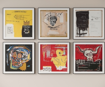 工业风巴斯奎特Basquiat抽象涂鸦挂画-ID:418088915