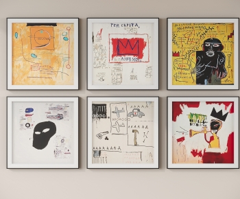 工业风巴斯奎特Basquiat抽象涂鸦挂画-ID:516583923