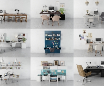 Modern Office Desk And Chair-ID:488857032