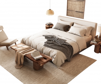 Wabi-sabi Style Double Bed-ID:364320379