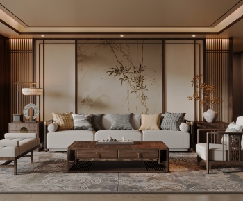 New Chinese Style A Living Room-ID:605537899