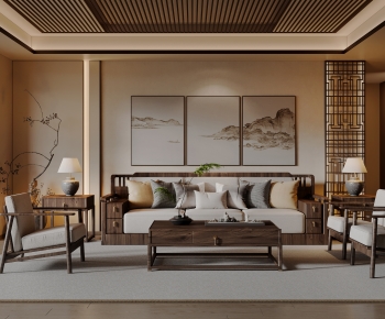 New Chinese Style A Living Room-ID:954495919