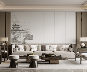 New Chinese Style A Living Room-ID:871236097