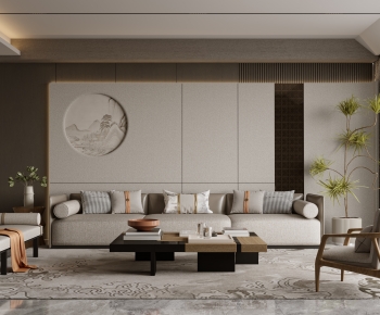 New Chinese Style A Living Room-ID:742980003