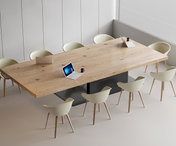 现代实木会议桌椅3D模型