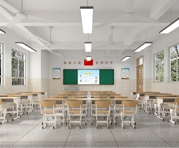现代学校教室3D模型