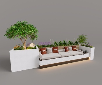 现代户外椅 庭院绿化3D模型