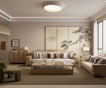 New Chinese Style A Living Room-ID:218396901