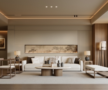 New Chinese Style A Living Room-ID:663722047