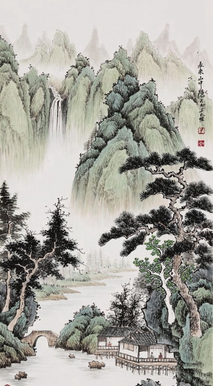 中式国画山水画-ID:966092114