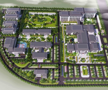 新中式医院鸟瞰规划-ID:845335965