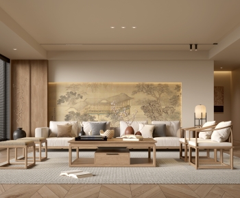 New Chinese Style A Living Room-ID:513904097