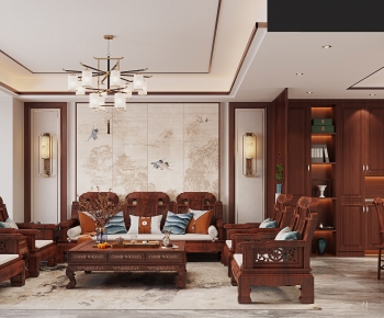 New Chinese Style A Living Room-ID:453464986