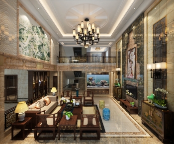 New Chinese Style A Living Room-ID:582366946