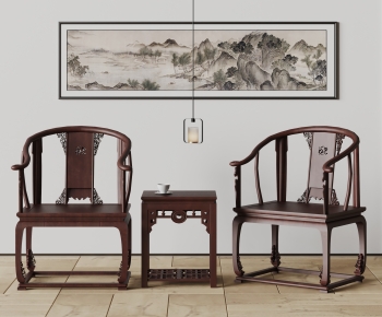 新中式茶桌椅 圈椅 水墨画-ID:899993907