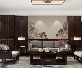 New Chinese Style A Living Room-ID:389393099