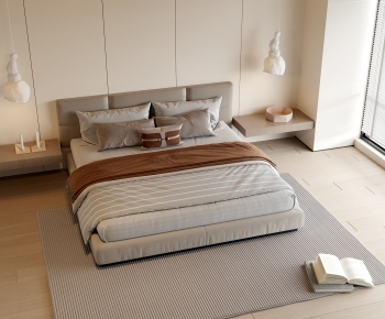 Wabi-sabi Style Double Bed-ID:329540018