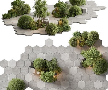 现代灌木丛景观树小品3D模型