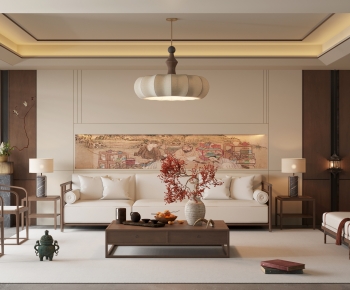 New Chinese Style A Living Room-ID:316457992