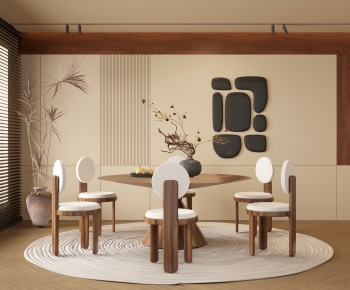 Wabi-sabi Style Dining Room-ID:739451896