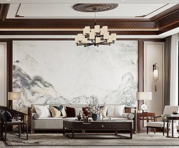 New Chinese Style A Living Room-ID:798080929
