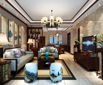Chinese Style A Living Room-ID:159904964