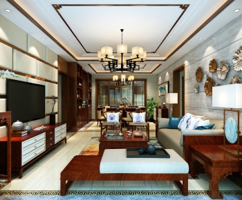 New Chinese Style A Living Room-ID:859476098