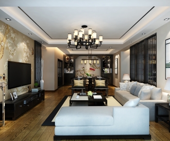 New Chinese Style A Living Room-ID:269758946