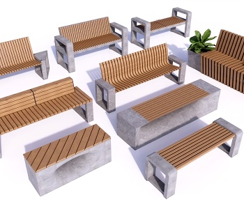 现代户外休闲坐凳3D模型