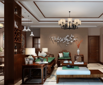 New Chinese Style A Living Room-ID:777890727