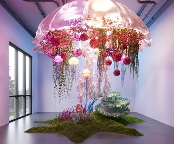 现代室内水母爬藤装置造景3D模型