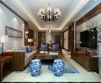 New Chinese Style A Living Room-ID:690100912