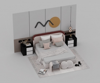 Modern Double Bed-ID:487935075