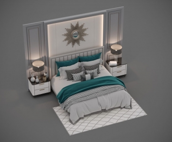 Simple European Style Double Bed-ID:705785998