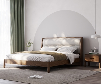 Wabi-sabi Style Double Bed-ID:104347941