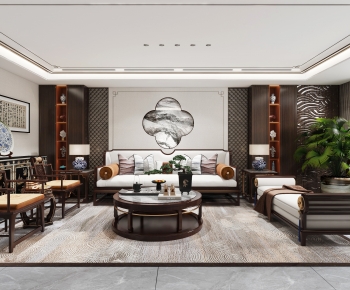 New Chinese Style A Living Room-ID:259902959