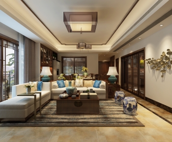 New Chinese Style A Living Room-ID:851437099