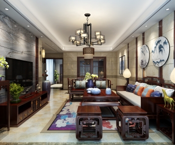 Chinese Style A Living Room-ID:602528105
