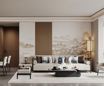 New Chinese Style A Living Room-ID:997476107
