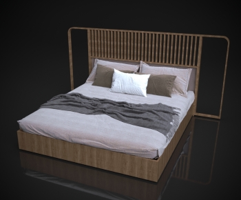 Wabi-sabi Style Double Bed-ID:377614028