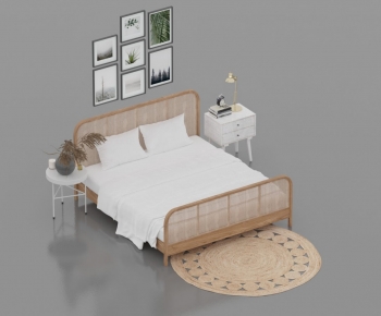 Wabi-sabi Style Double Bed-ID:130203014