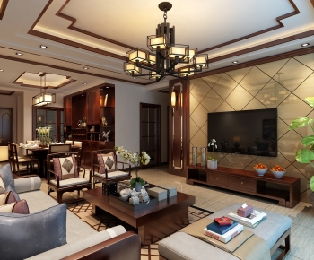 New Chinese Style A Living Room-ID:550090074