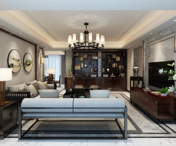 New Chinese Style A Living Room-ID:151321894