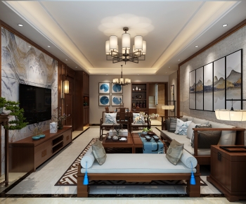 Chinese Style A Living Room-ID:743748902