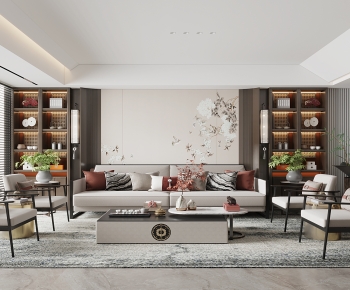 New Chinese Style A Living Room-ID:671570066
